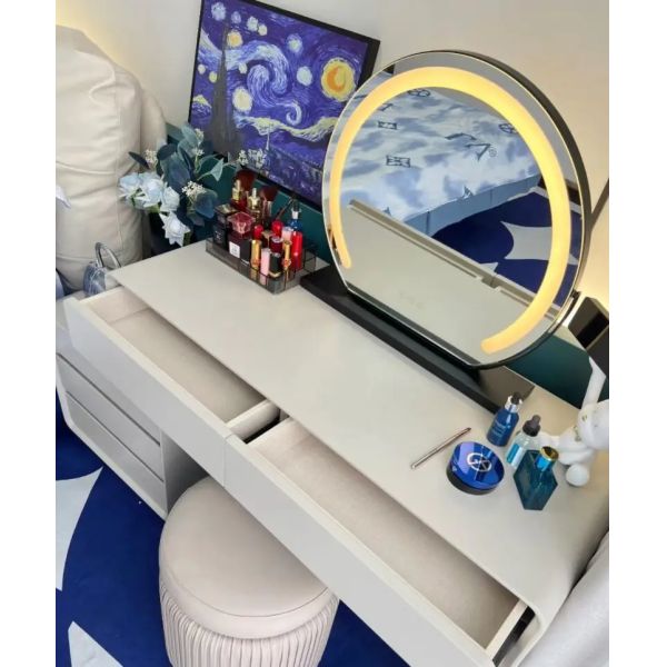 15X Magnification Smart Touch Dimmable 3 Modes 360° Rotation LED Round Makeup Vanity Mirror with Lights Mirror(WH-MR-79)