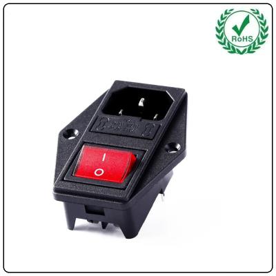 LZ-14-F10 10A 250V 3 pinos IEC320 C14 entrada AC tomada macho tomada com fusível