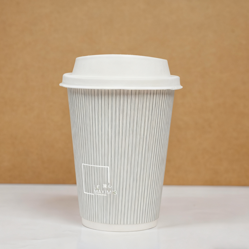 Wholesale customized biodegradable 8oz double-layer coffee paper cups for coffee shops