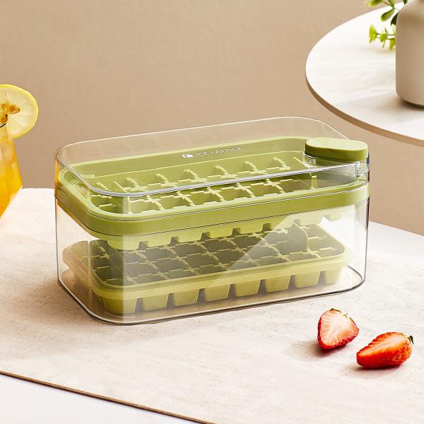 Lid And Bin 2 Pack Customizable Ice Cube Trays For Freezer 64 Pcs Ice Cube Mold