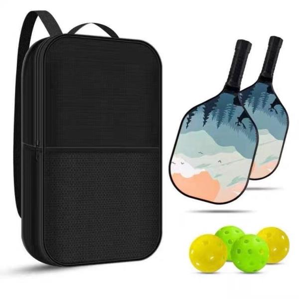 Adults Pickleball Racket Bag Waterproof Portable Pickle Ball Backpack With 2 Paddles 4 Balls