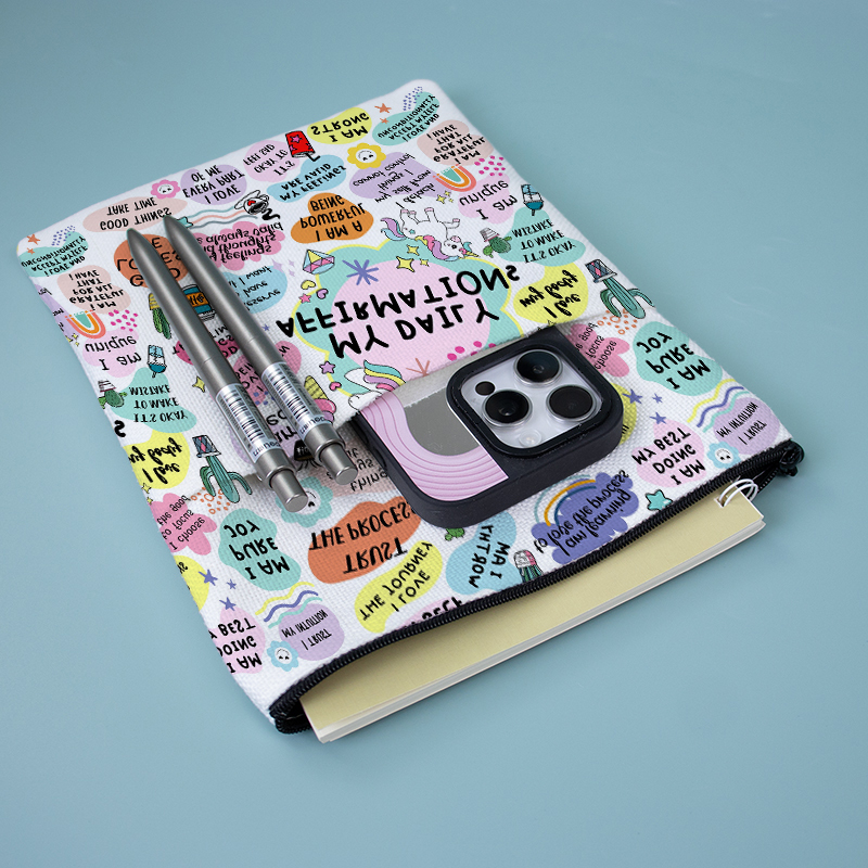 Double-Sided Blank Sublimation Cotton Linen Book Cover Custom Protective Dustproof Book Bag Storage Bag With Zipper