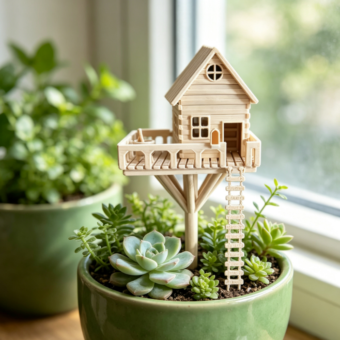 Bonsai Succulent  3d Printed Home Decor Fairy Style Shape Micro Tree House