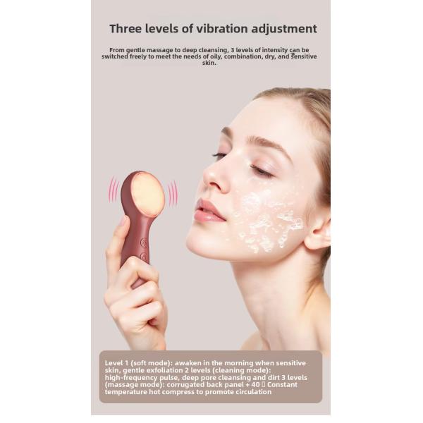 Phototherapy Silicone Sonic Vibrating Face Cleansing Brush For Skin Rejuvenation