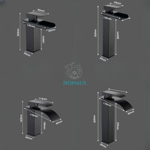 Gravity Casting Hot Cold Wash Basin Faucet Black Waterfall Basin Mixer Tap