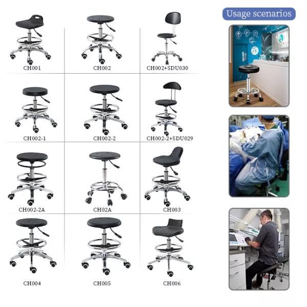AntiStatic ESD Economical Ergonomic Lab Stool Aluminum ESD Chairs With Wheels