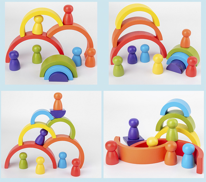 DIY собрало игрушки блоков 11.5cm деревянные блок Montessori установил штабелированный баланс