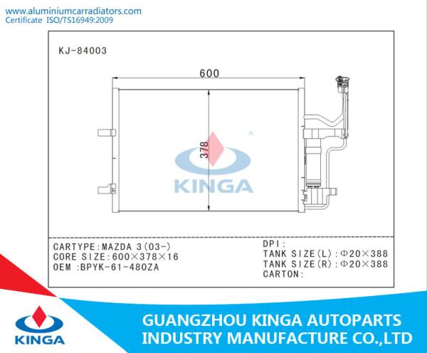 Customized  MAZDA 3 2003 Auto AC Condenser parallel flow OEM BPYK-61-480ZA