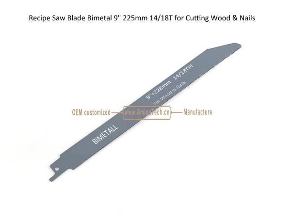 Recip Saw Blade Bimetal M42 8% cobalt Demolition for Cutting Wood & Nails  9 225mm 14/18T,Power Tools