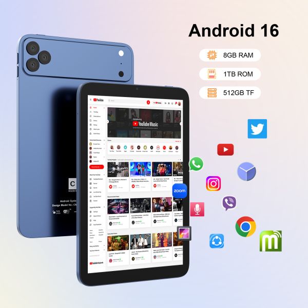 C Idea ODM/OEM 10.1 Inch Android 16 Business Tablet PC 8GB RAM 1TB Storage Wi-Fi FHD Touch Screen (CM10017 Air-Blue)