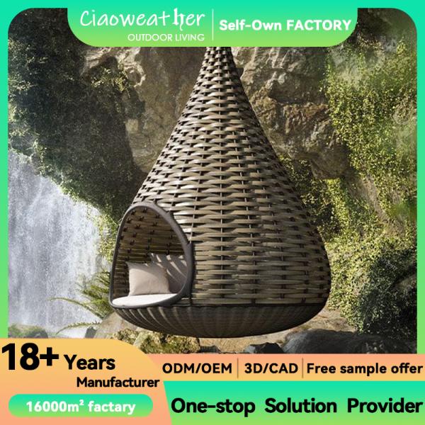 Outdoor Furniture Wicker Bird's Nest Shaped Swing Chair Bed Customized Color NO Folded
