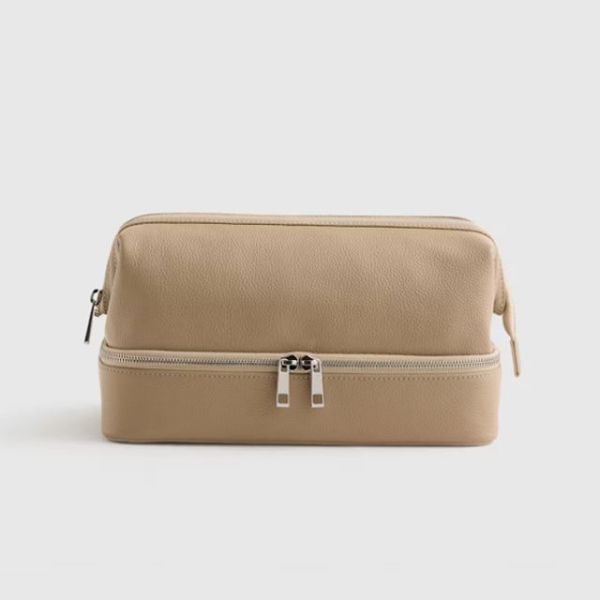 Women Travel Leather Cosmetic Cases Large Capacity Dual Compartment Water Resistant