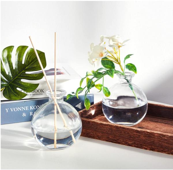 Bouteille en verre de parfums de luxe de 50 ml, 60 ml et 100 ml avec un design rose carré et rond