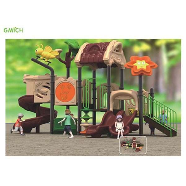 Outdoor Amusement Park Design Small Plastic Slide Set Commercial Garden Children Playground