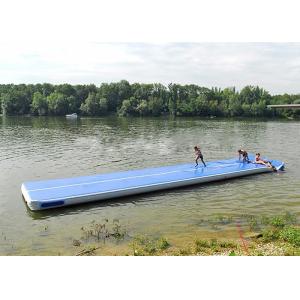 Tapis serré de yoga de long air en caoutchouc lisse bleu, voie d'air gonflable de flottement pour l'eau