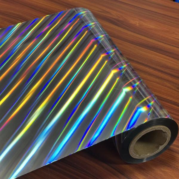 Custom Sized Printable Pillar Of Light Metalized Holographic Plastic Film For Boxes Cards