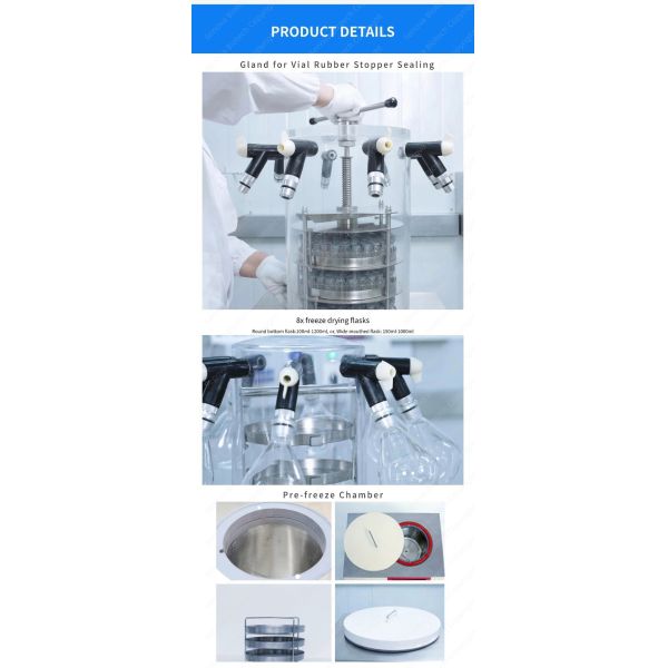 SUS304 Chamber Lab Lyophilizer Vertical Freeze Dryer For Pharmaceutical Food