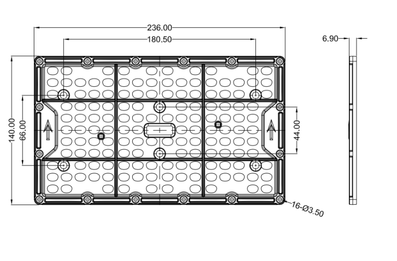 Влагостойкий прочный массив объектива СИД, 80x150mm 144 в объективах 1 Multi модуля