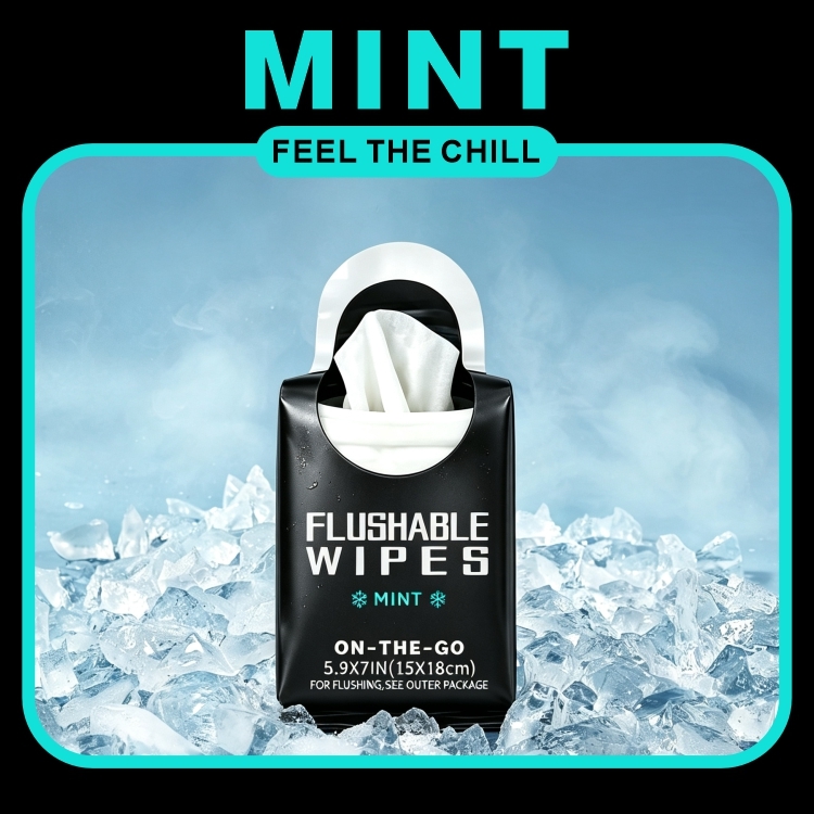OEM Custom Private Label Mint Cool Mini Portable flushable Adult Wipes 48pcs