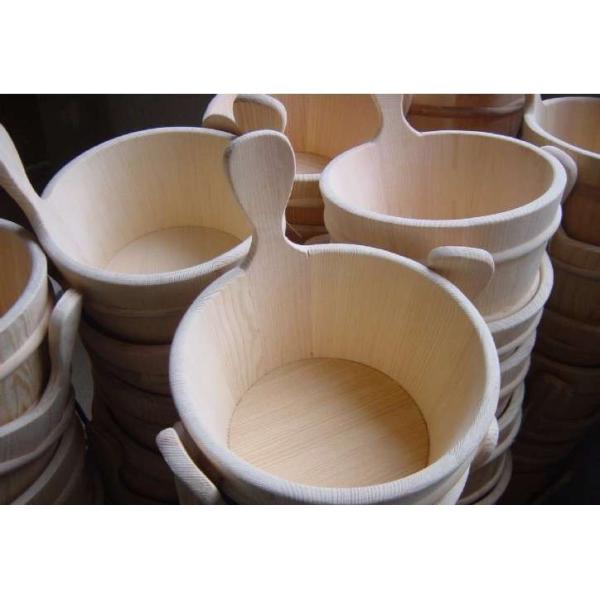 Steam Sauna Accessories Sauna Wooden Bucket And Spoon With Plastic Inner