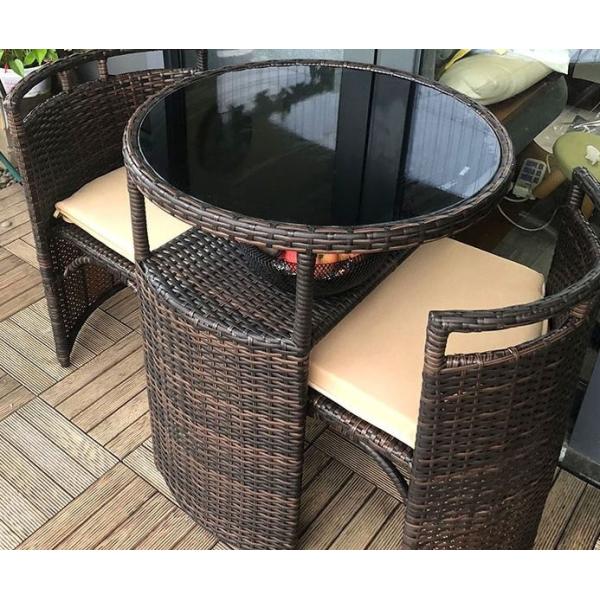 Patio Rattan Dining Table Set  Luxury Garden Restaurant Chair Furniture