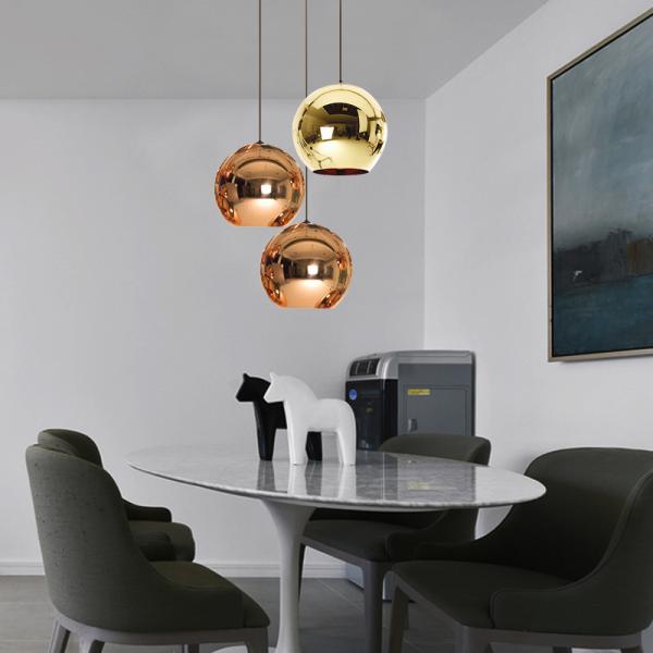 Silver gold copper Color Glass Globe Pendant Light for indoor home Kitchen Decoration (WH-GP-01)