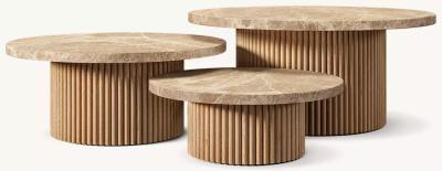 Taille personnalisable Meubles de table de côté modernes pour le salon avec bois et plafond de pierre sintrée