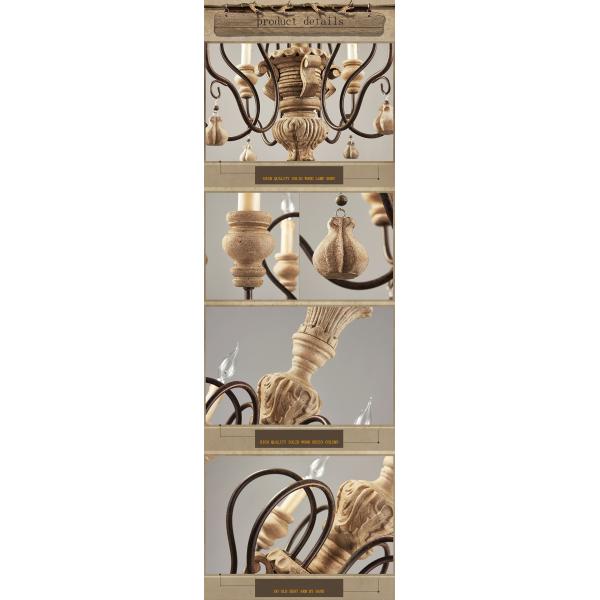 Antique distressed wood chandelier light fixtures pendant lamp (WH-CI-15)