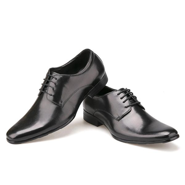 Cow Leather Upper Lace Up Derby Shoes , Flat Heel Soft Mens Black Formal Shoes