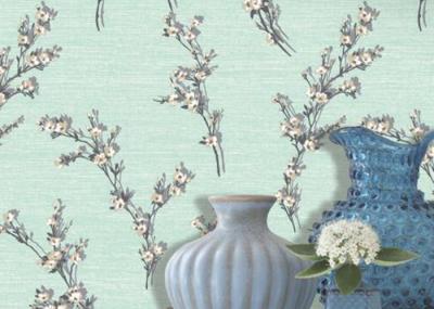 Wide Green Leaf Pattern Dining Room Wallpaper with Non - woven Paper , Adult Style