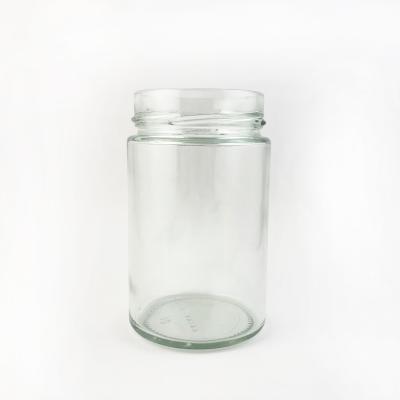 Clear 375ml Straight Sided Glass Jars With Lids 70mm Deep Skirt Finish