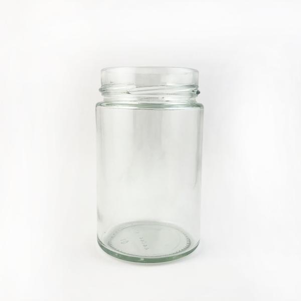 Clear 375ml Straight Sided Glass Jars With Lids 70mm Deep Skirt Finish