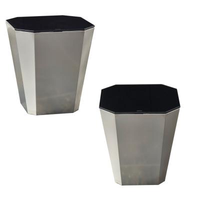 Vertex Steel Polygon Glass Stainless Steel Coffee Table Distinctive Black Metal