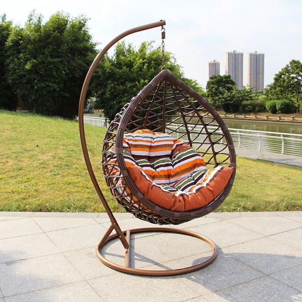 Waterproof Outdoor Wicker Furniture Swing Chair in Water Drop Shape with Metal Frame