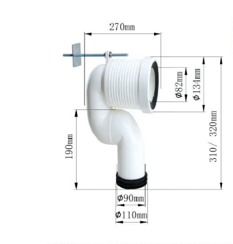 General Enhanced Floor-Standing Drainage Polyvinyl Chloride / Polypropylene Material Toilet Elbow With Question Mark Drain Pipe