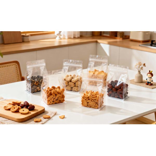 Customizable Clear transparent square bottom Bag For Food Packaging