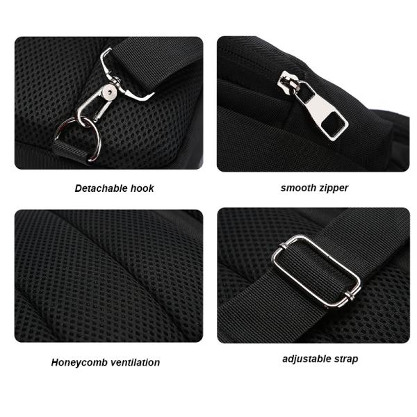 Men's Unisex Chest Sling Bags Anti Theft Shoulder Bag With USB Charging Port