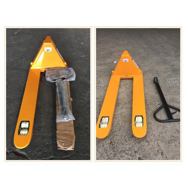 Yellow Color Hydraulic Pallet Truck / Manual Forklift Trolley For Warehouse
