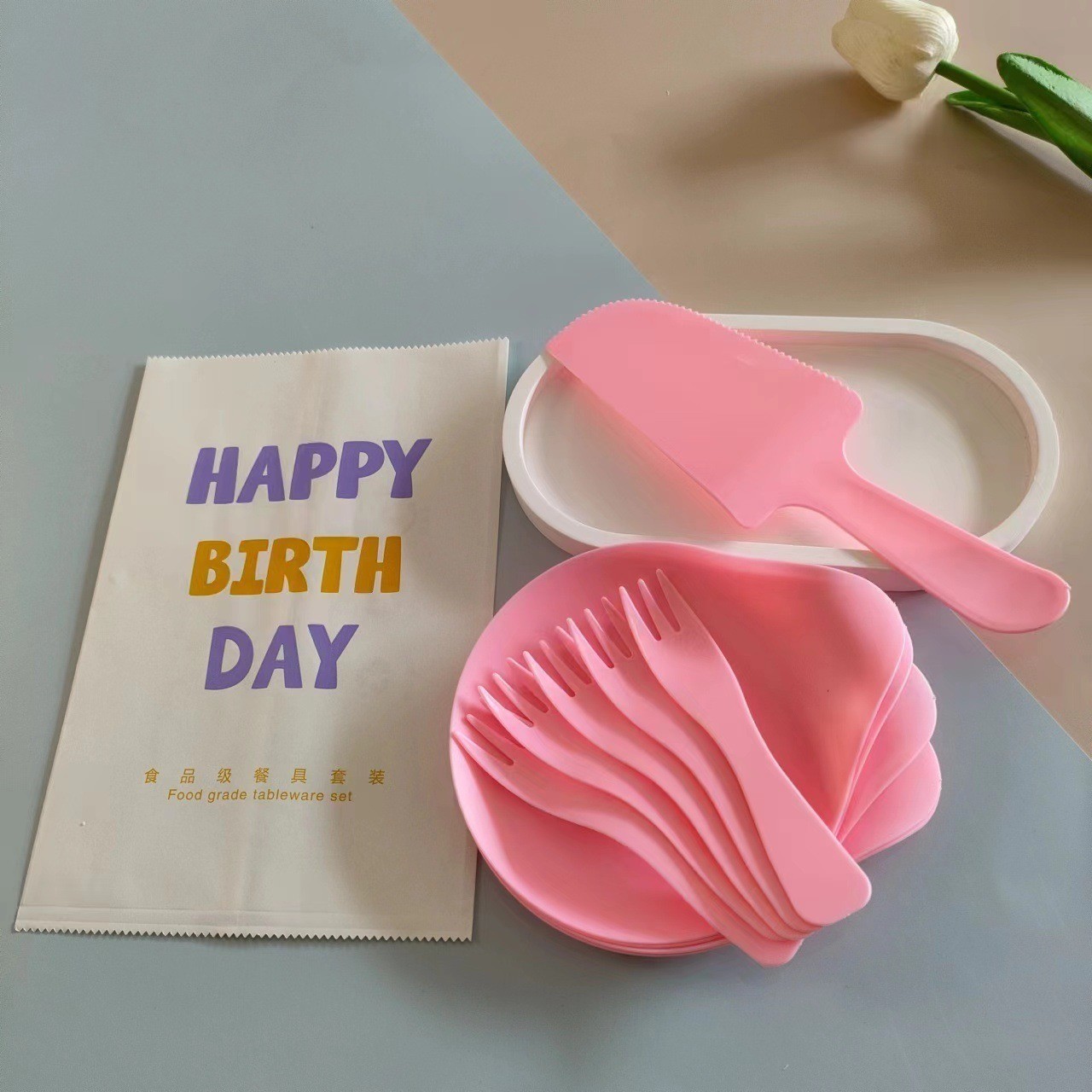 Water Drop-Shaped Plate Cake Cutlery Set Perfect for Birthday Cake and Other Desserts