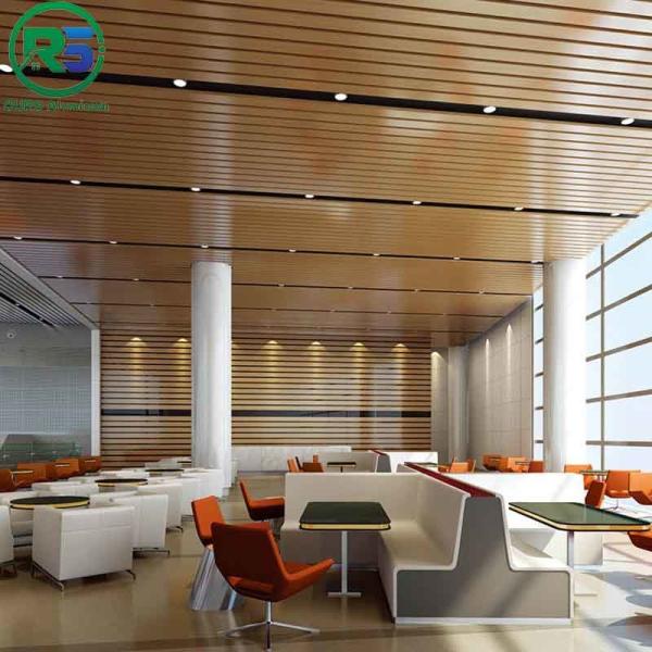 Home Decoration CE Wood Grain Aluminium Strip Ceiling Fireproof 0.6mm-1.2mm Thickness