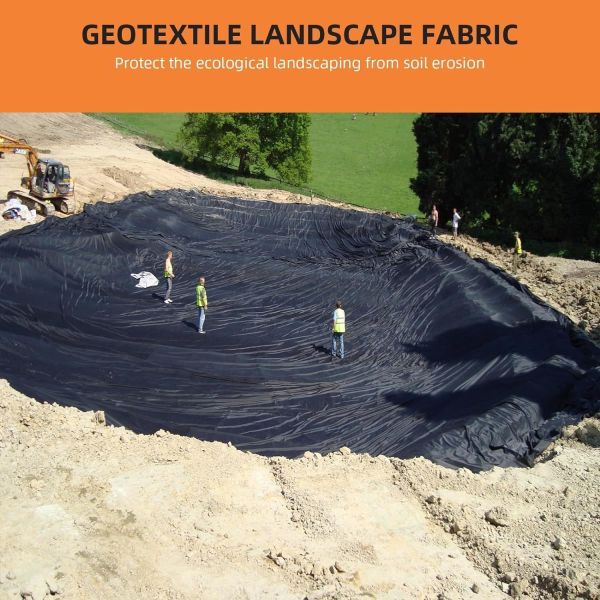 Geotextile Landscape, 4ft X 50ft & 6oz Geotextile Fabric, PP Drainage 350N Tensile Strength & 440N Load Capacity, For Driveway & Road Stabilizationr, Erosion Control, French Drains