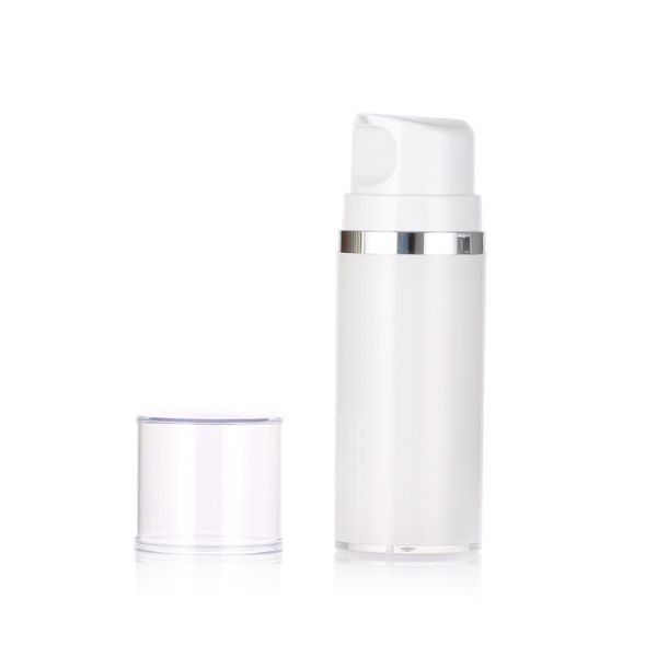 Stock White Cream Plastic Airless Pump Bottle for Lotion Facial Cleanser & Skin Care Serum 50ml/100ml/150ml Screen Printed