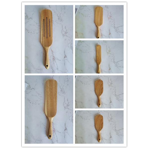 Salad Sauce Mixing Kitchen Wooden Utensils Drain Acacia Wood Spatula