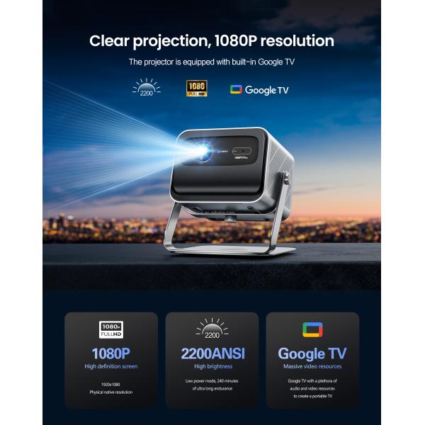 Sky 909 TOUMEI Android 11.0 Home Theater DLP Projector X6 2200 ANSI 1920*1080P 4K Google TV Ti DMD WIFI DLP Smart Projector