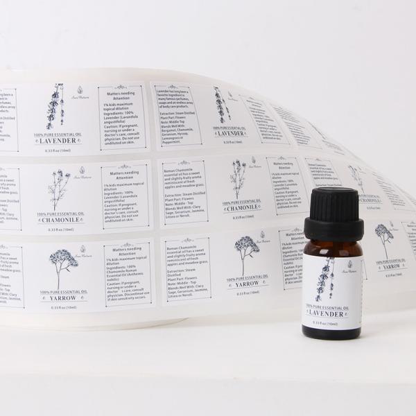 Personalized White Plastic Sticker Labels Bottle Labels For Essential Oil Cosmetic