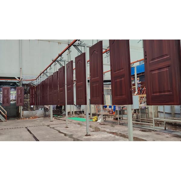 Factory Direct Sales Wood Grain Steel Main Gate Design Double Fire Door with Smart Lock