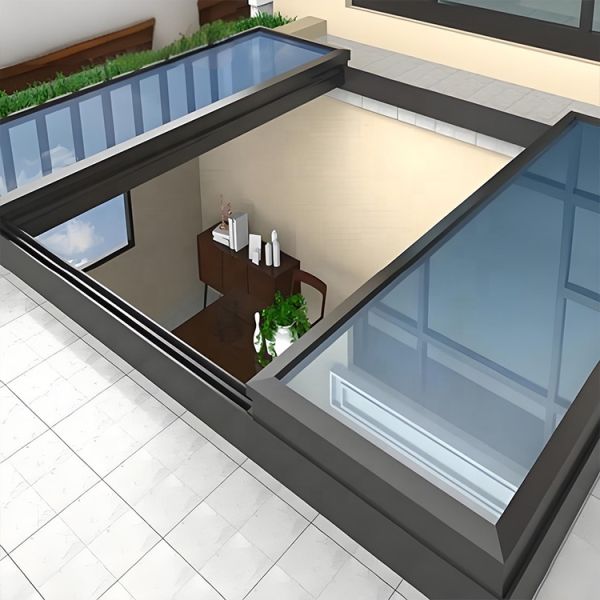 Modern Windproof Aluminum Alloy Smart Window System Weather Sensing Automatic Sunroof for Flush Roof Skylight for Staircase