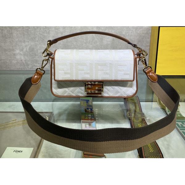 Women F Letters Pattern Denim Baguette Bag Embroidery Series