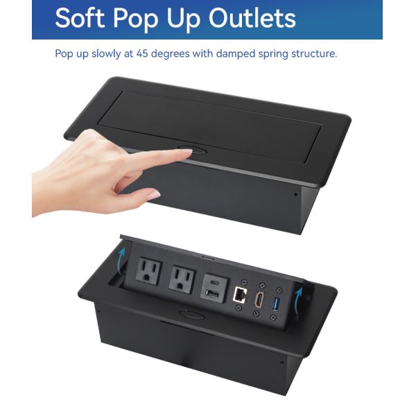 Residential CUL VGA Pop Up Socket Box USB 3.0 For Nightstand Countertops