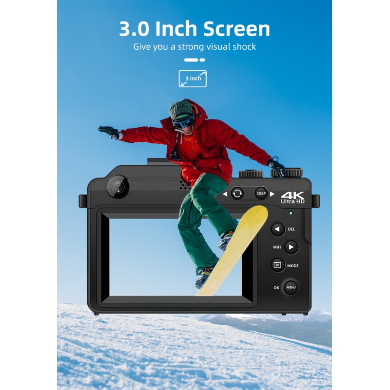 4K Vlog Photo Digital Camera Camcorder 56MP 3'' IPS Screen WiFi Digital Camera Recorder for YouTube Vlogging